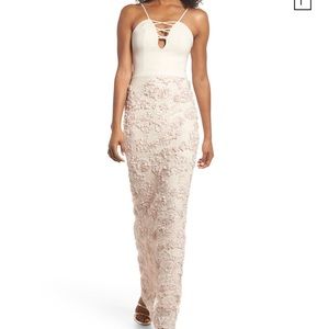 Maria Bianca Nero Jessie strappy lace sheath gown